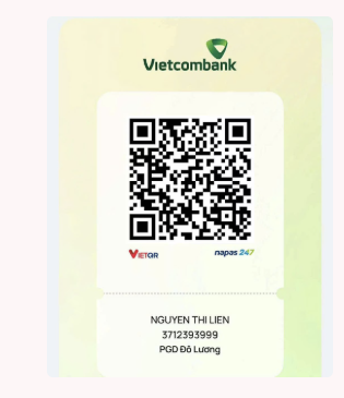 Mã QR chuyển khoản Vietcombank của Nguyễn Thị Liên, số tài khoản 3712393999